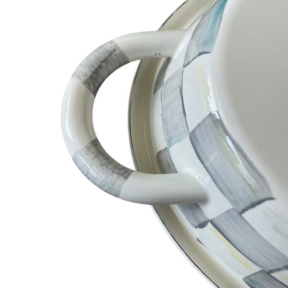 MacKenzie Childs Sterling Check Medium Oval Gratin Baking Dish Enamel Retired - Picture 10 of 16